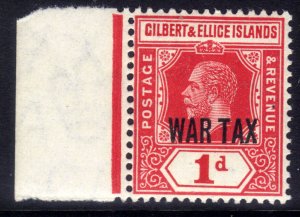 Gilbert & Ellice Isl 1918 KGV 1d Red Umm Ovpt WAR TAX SG 26 ( K152 )