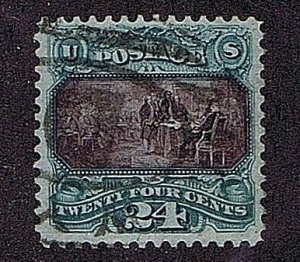 US 130 USED 24 CENT DECLARATION OF INDEPENDENCE 1875, PF CERT GRADED XF 90