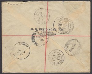 KUT, 1935 KGV registered cover from Chunya to Germany, with Silver Jubilees