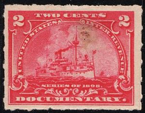 R164 2¢ Battleship Documentary Stamp (1898) Used