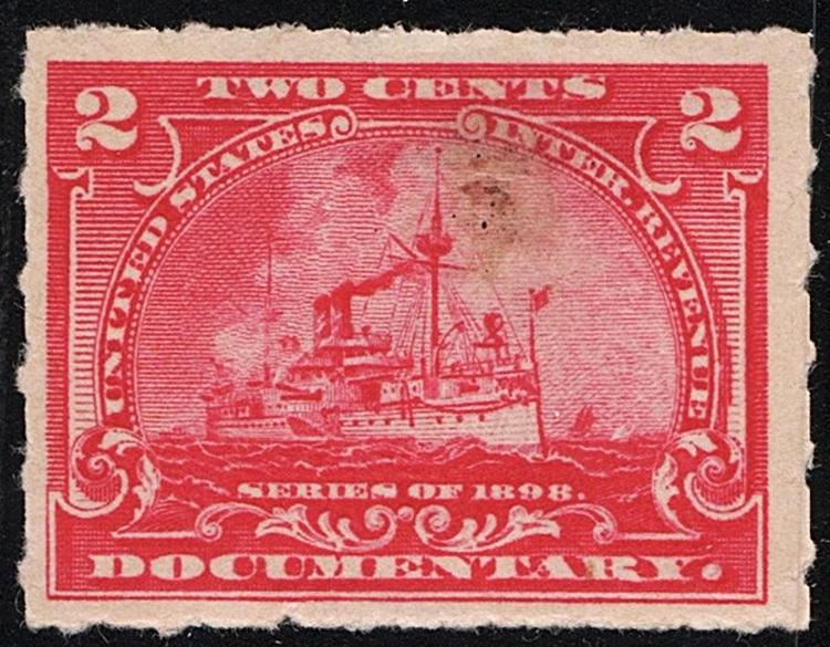 R164 2¢ Battleship Documentary Stamp (1898) Used