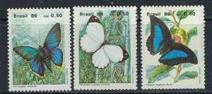 Brazil 2048-50 MNH 1986 Butterflies (ak3844)