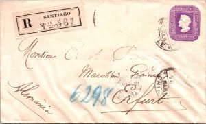 SCHALLSTAMPS CHILE 1902 POSTAL REG STATIONERY COVER ADDR GERMANY CANC SANTIAGO