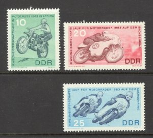 German Democratic Republic Sc# 657-659 MNH 1963 Motocross at Apolda