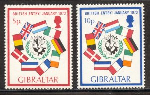 Gibraltar Scott 294-95 MNHOG - 1973 British Entry into the EEC - SCV $1.15