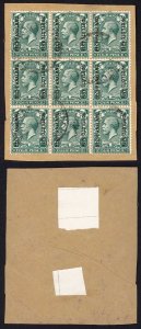 Bechuanaland SG95 KGV 4d Grey-green Wmk Block Cypher Block of 9 Used