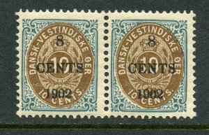 DANISH WEST INDIES SCOTT# 25 MINT NEVER HINGED PAIR AS SHOWN I CV $50