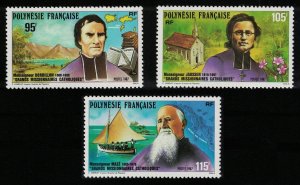 Fr. Polynesia Catholic Missionaries Ships Church 3v 1987 MNH SG#521-523