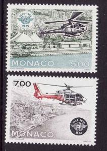 Monaco-Sc#1928-9-unused NH set-1994-Helicopters-Airplanes-