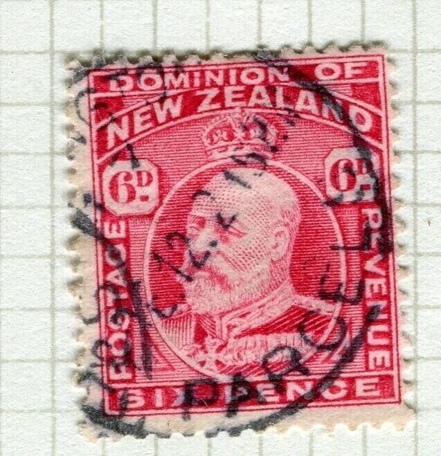 NEW ZEALAND; 1909 early Ed VII issue fine used Shade of 6d. value