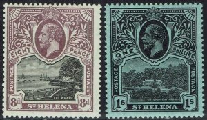 ST HELENA 1912 KGV PICTORIAL 8D AND 1/- 