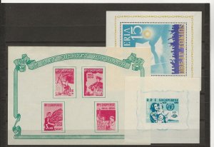 Albania 1959-64 three  miniature sheets sg.MS635a, 636a, 821a MNH