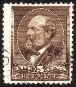 1882, US 5c, Garfield, Used, Sc 205