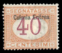 Italian Colonies, Eritrea #J5 Cat$80, 1903 40c buff and magenta, hinged