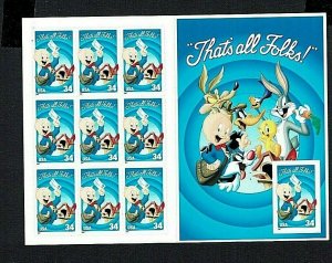 United States: 2001, Porky Pig, Cartoon Character, MNH includes M/S