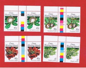 Cocos Islands #191-195  MNH OG  Plants  gutter pairs    Free S/H 