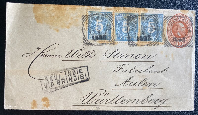 1883 Soeranaja Netherlands Indies Postal Stationery cover To Wurttenberg