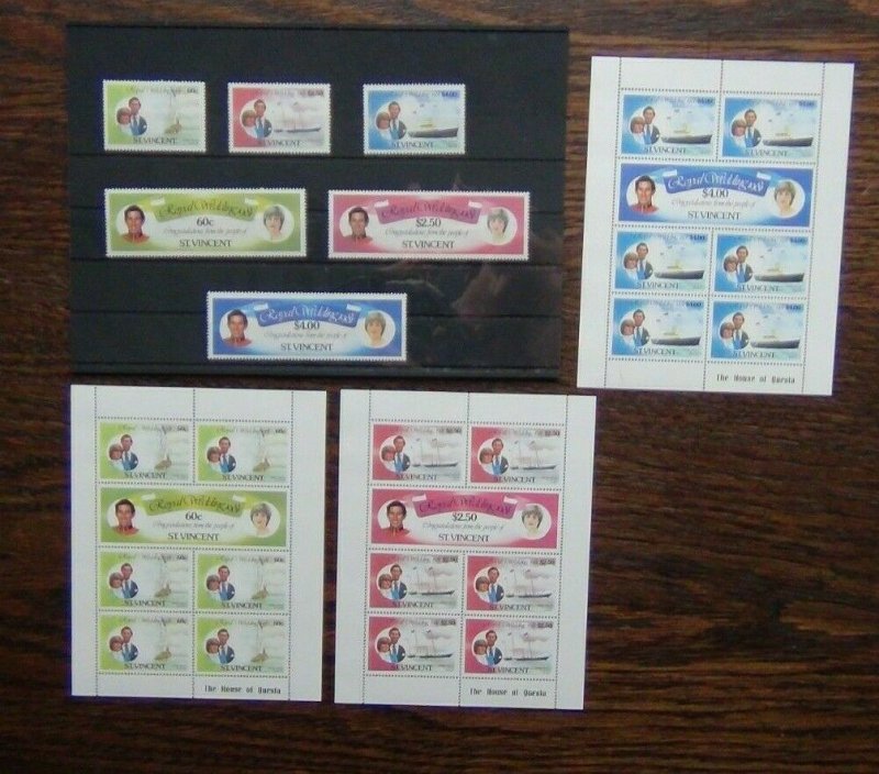 St Vincent 1981 Royal Wedding set & Sheets MNH