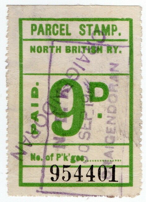 (I.B) North British Railway : Parcel Stamp 9d (Craigendoran)