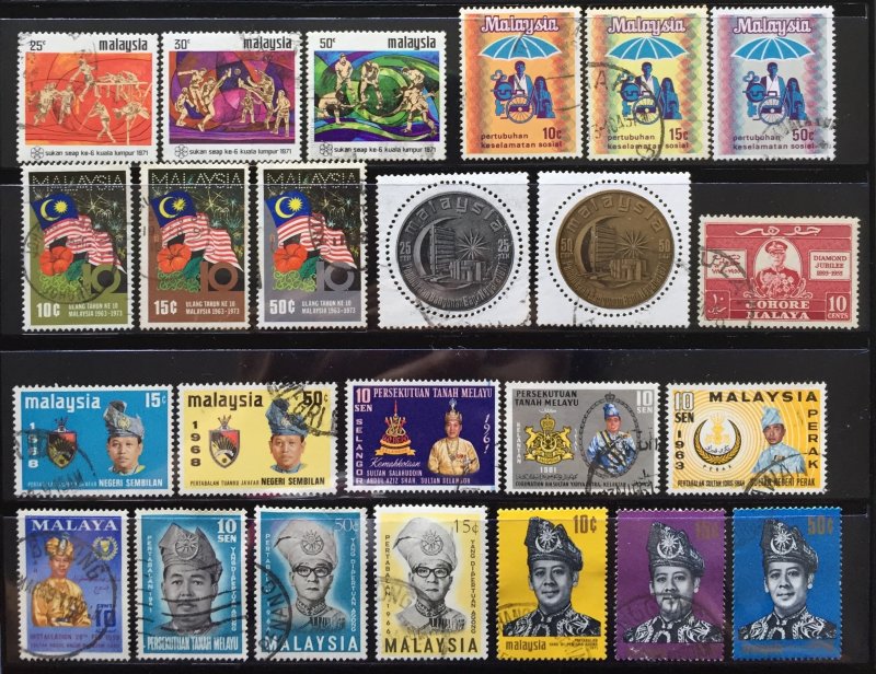 MALAYSIA 1953-73 - 18 sets of issues Used (stockcard not included) GM1011