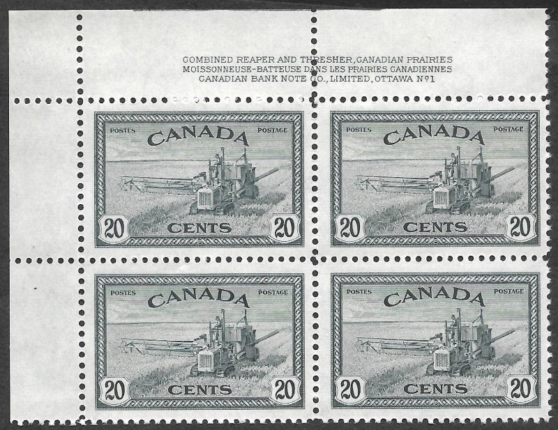 Doyle's_Stamps: Scott #268** to #272** Canadian 1946 NH Plate Block Set