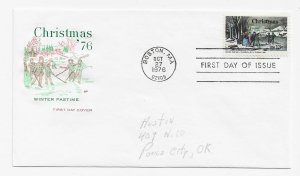 US 1703 13c Christmas - Winter Pastime single on FDC Farnam Cachet ECV $10.00