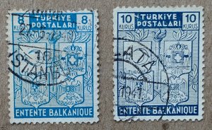 Turkey 1940 Balkan Entente, used. Scott 846-847, CV $3.25.  Isfila 1417-1418