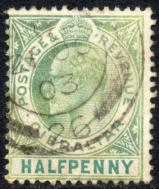 1903 Gibraltar Sg 46 ½d grey-green and green Fine Used