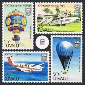 Tuvalu 208-211,211a, MNH. Mi 199-202,Bl.8. Manned Flight, 1983. Balloon, Planes.