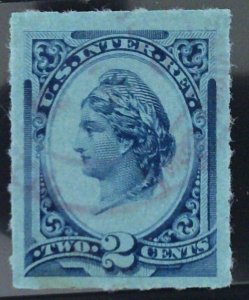 Scott #R152c - 2c Blue, blue - Wmk 191R, rouletted 6 - Used - 1875-78