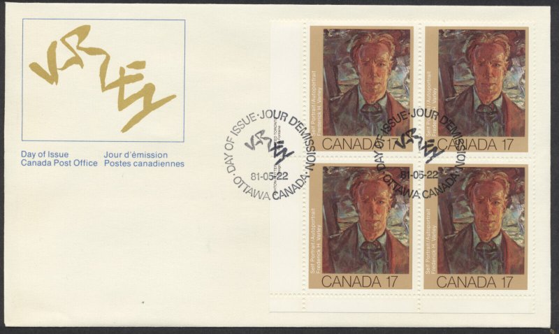 1981 #887-889 Set of 3 Canadian Painters FDCs, Plate Blocks, CPC Cachets