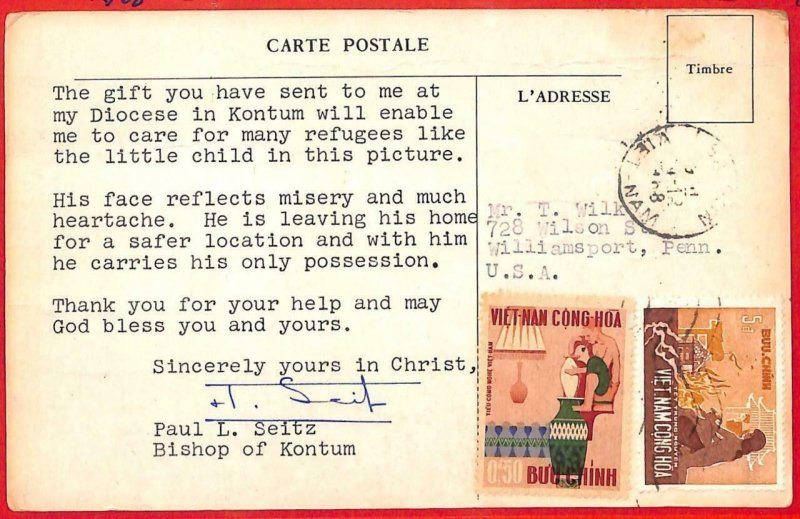 aa3567  - VIETNAM -  Postal History - POSTCARD to the USA  1968