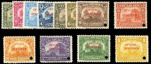 Nicaragua #O332-343S, 1933 Officials, complete set of twelve, overprinted Spe...