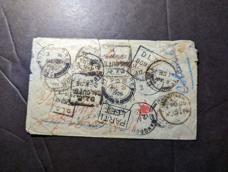 1905 England Cover Kidderminster Forwarded Many Times