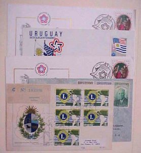 URUGUAY  FDC 4 DIFF. 1946-1980 CACHET ADDRESSED