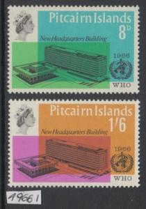 XG-AL697 PITCAIRN ISLANDS - Who, 1966 New Headquarters Building MNH Set