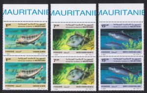 Mauritania Fish 3v in pairs with Top Margin SG#896-898 SC#631-633