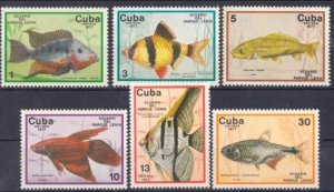 CUBA Sc# 2126-2131  FISH fishes MARINE LIFE Cpl set of 6  1977 mint MNH