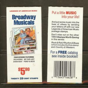 US Scott # 2767a  BK209 Complete 1993 Broadway Musicals
