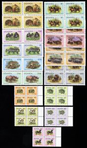 Uganda Stamps # 279-92 MNH XF Animals Blocks Of 4 Scott Value $32.00