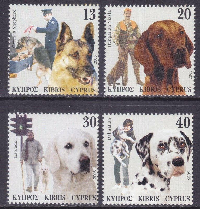 Cyprus 1041-44 MNH 2005 Complete Set of Dogs Police Dog & Pets VF