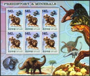 Korea 2006 Prehistory Men's Minerals Dinosaurs (2) Sheet MNH