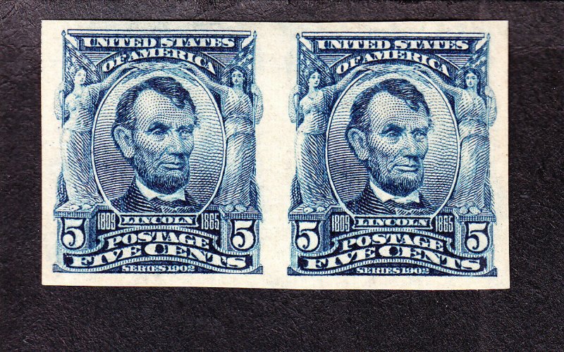 US 315 5c Lincoln Mint Pair VF OG NH SCV $1300