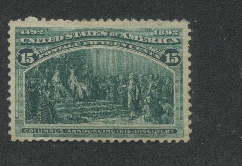 1893 US Stamp #238 15c Mint Hinged F/VF Original Gum Catalogue Value $200