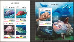 Guinea 2018 Marine Life Fishes II sheet + S/S MNH