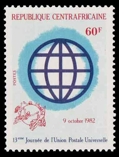 Cent Afr Rep - SC 549 - 13th World UPU Day - MNH - 1982