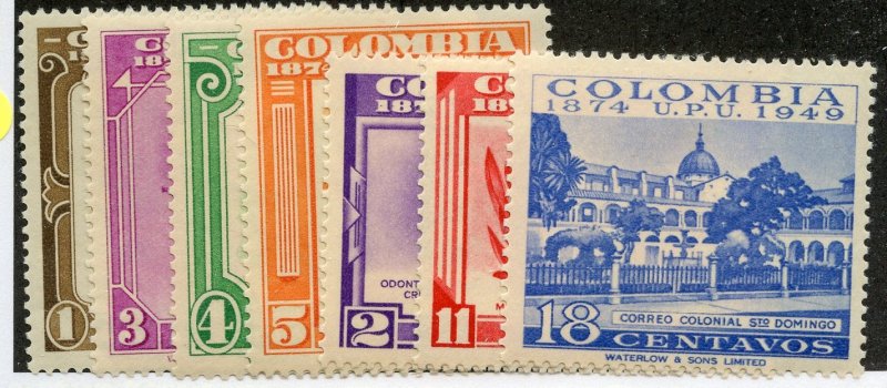 Colombia, Scott #580-86, Unused, Hinged - complete set