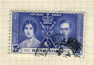 HONG KONG; 1937 early GVI Coronation issue fine used 25c. value