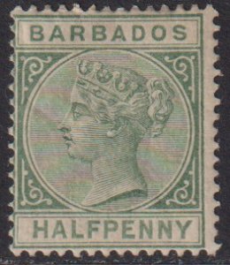 1882 -85 Barbados QV Queen Victoria ½ Penny issue MMHH Sc# 60 CV $35.00 Stk #3