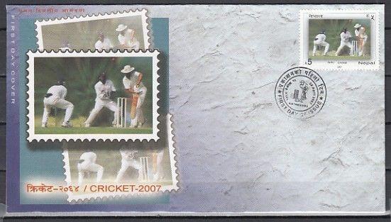 Nepal, Scott cat. 790. Cricket, Sports issue on a First day cover.